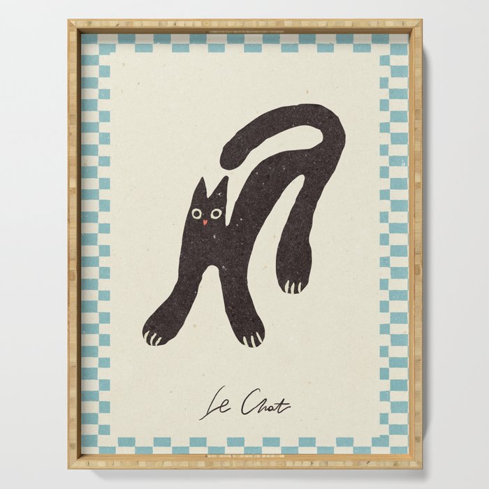 Funny mood cat illustration Serving Tray Gallery Image 1