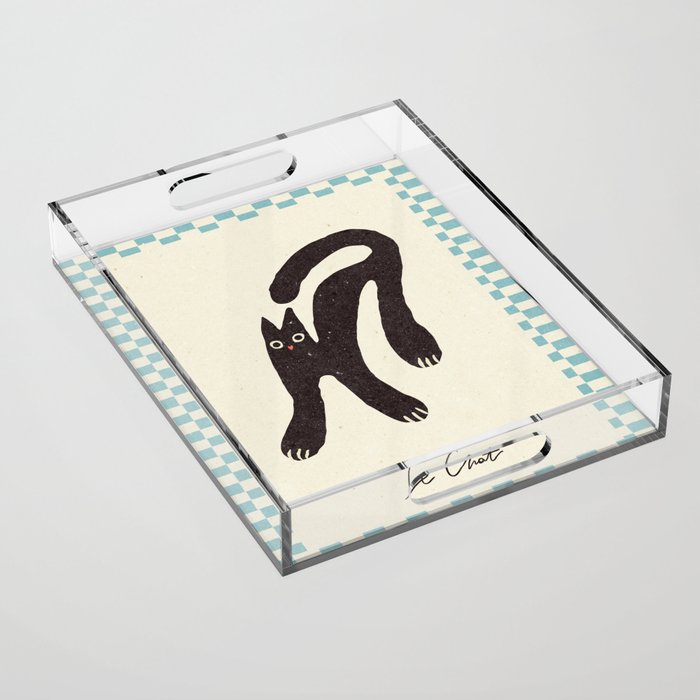 Funny mood cat illustration Acrylic Tray Gallery Image 1