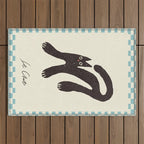 Funny mood cat illustration Outdoor Rug Gallery Image 1