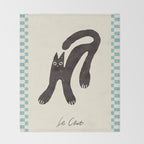 Funny mood cat illustration Throw Blanket Gallery Image 2