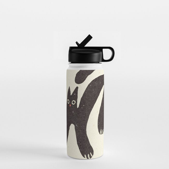 Funny mood cat illustration Water Bottle Gallery Image 1