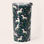 Unicorns on a dark background with a fairy forest Travel Mug Gallery Image 2