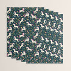 Unicorns on a dark background with a fairy forest Wrapping Paper Gallery Image 3