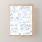 Toile de Jouy Vintage French Soft Baby Blue White Pastoral Pattern Mini Art Print Gallery Image 1