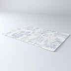 Toile de Jouy Vintage French Soft Baby Blue White Pastoral Pattern Rug Gallery Image 3