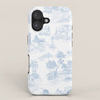 Toile de Jouy Vintage French Soft Baby Blue White Pastoral Pattern iPhone Case Gallery Image 1