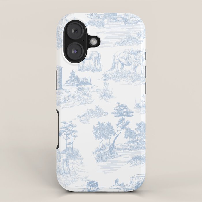 Toile de Jouy Vintage French Soft Baby Blue White Pastoral Pattern iPhone Case Gallery Image 1