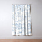 Toile de Jouy Vintage French Soft Baby Blue White Pastoral Pattern Window Curtain Gallery Image 3