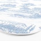Toile de Jouy Vintage French Soft Baby Blue White Pastoral Pattern Bath Mat Gallery Image 3