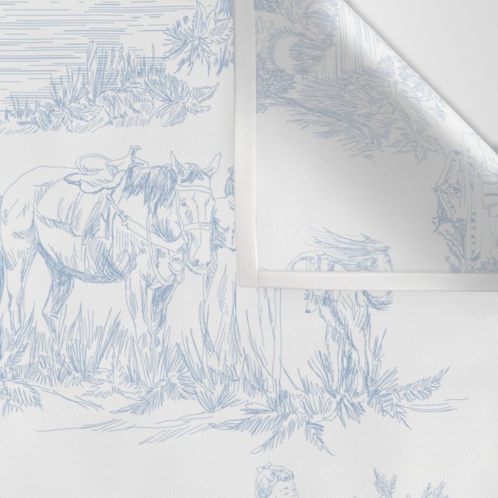 Toile de Jouy Vintage French Soft Baby Blue White Pastoral Pattern Wall Tapestry Gallery Image 3