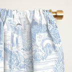 Toile de Jouy Vintage French Soft Baby Blue White Pastoral Pattern Window Curtain Gallery Image 2