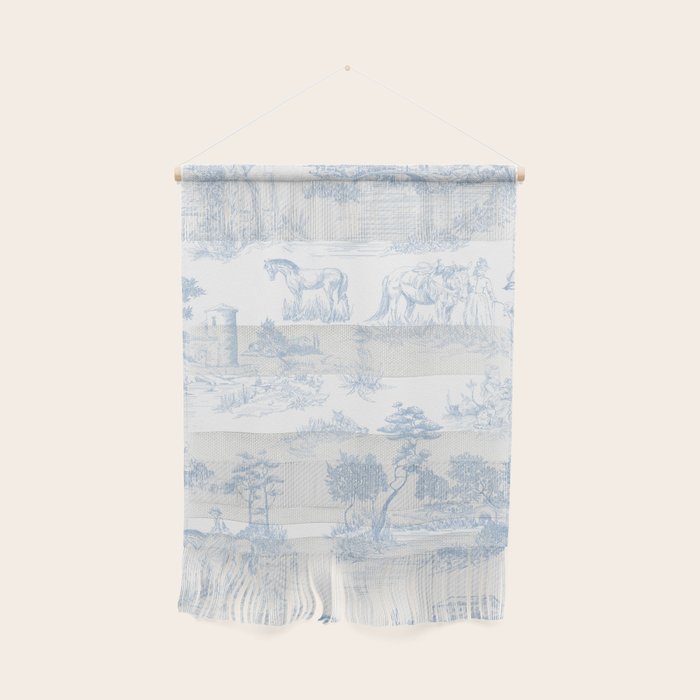 Toile de Jouy Vintage French Soft Baby Blue White Pastoral Pattern Wall Hanging Gallery Image 1