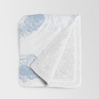 Toile de Jouy Vintage French Soft Baby Blue White Pastoral Pattern Throw Blanket Gallery Image 3