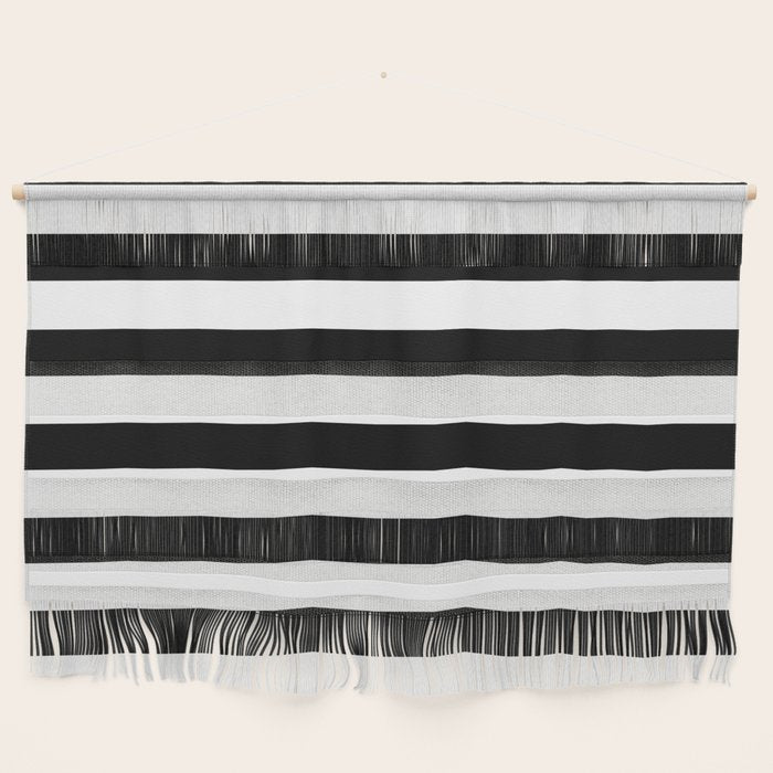 Midnight Black and White Stripes Wall Hanging Gallery Image 1