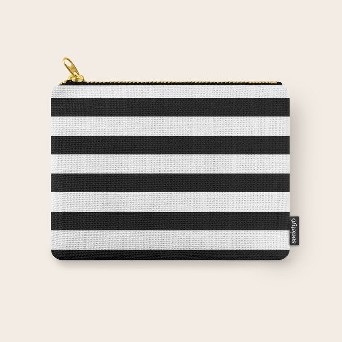 Midnight Black and White Stripes Carry All Pouch Gallery Image 1