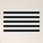 Midnight Black and White Stripes Welcome Mat Gallery Image 1
