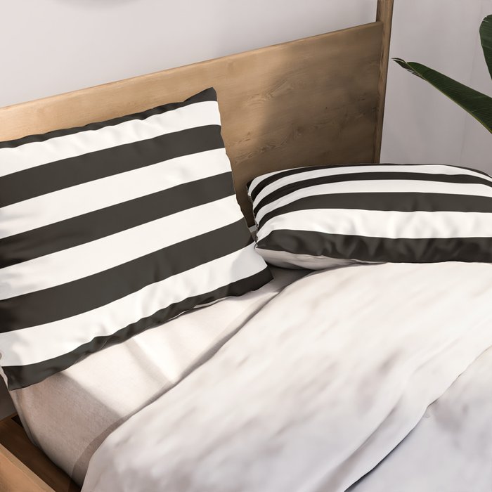 Midnight Black and White Stripes Pillow Sham Gallery Image 2