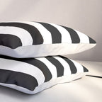 Midnight Black and White Stripes Pillow Sham Gallery Image 3