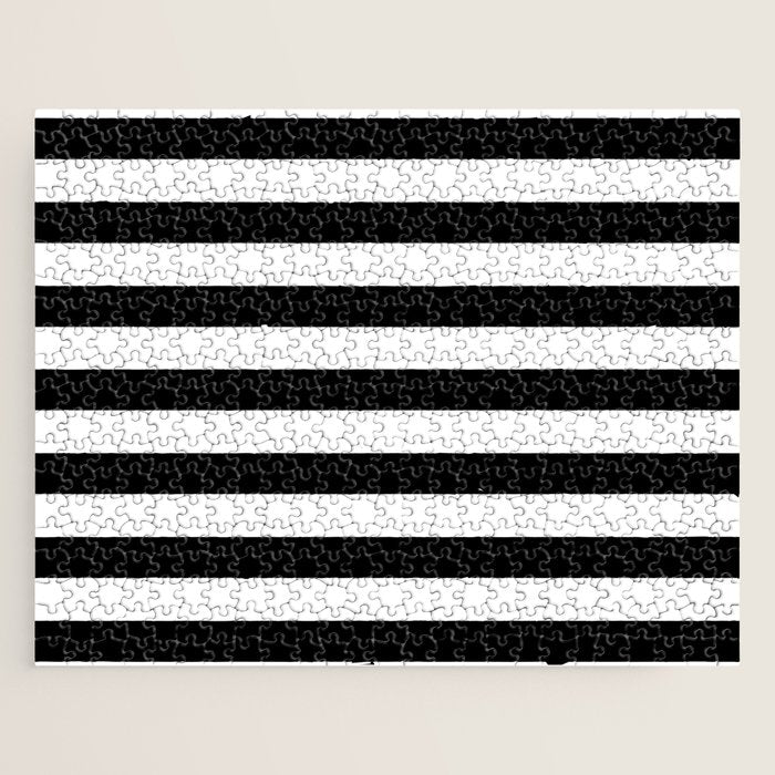 Midnight Black and White Stripes Jigsaw Puzzle Gallery Image 1