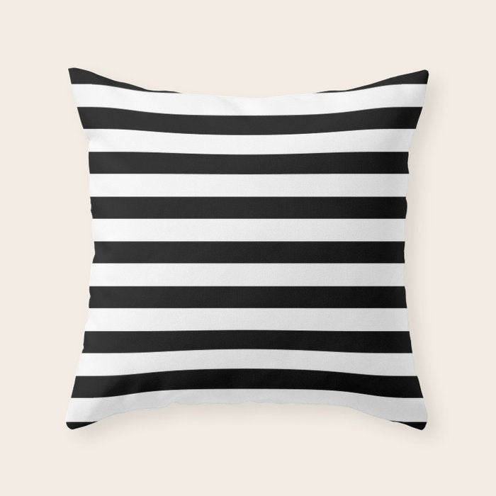 Midnight Black and White Stripes Throw Pillow Gallery Image 6