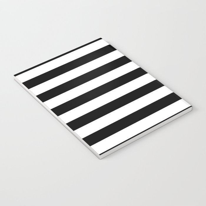 Midnight Black and White Stripes Notebook Gallery Image 3