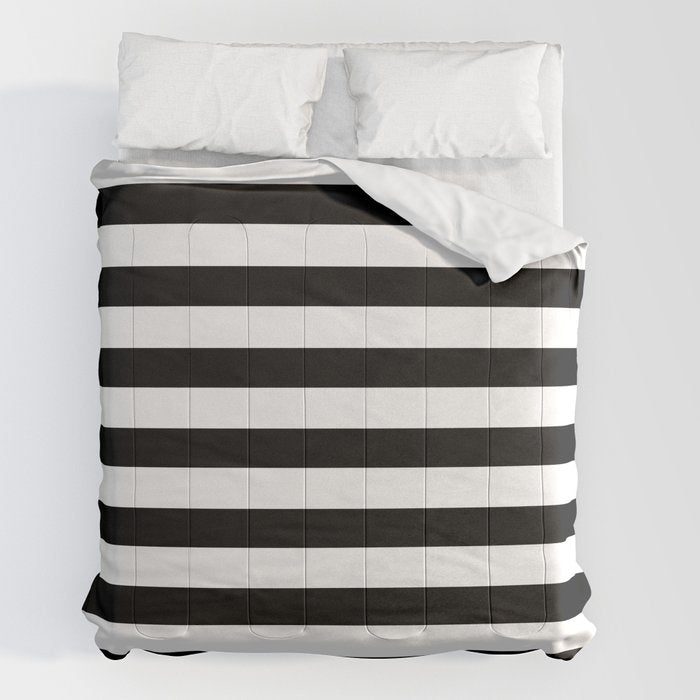 Midnight Black and White Stripes Comforter Gallery Image 2