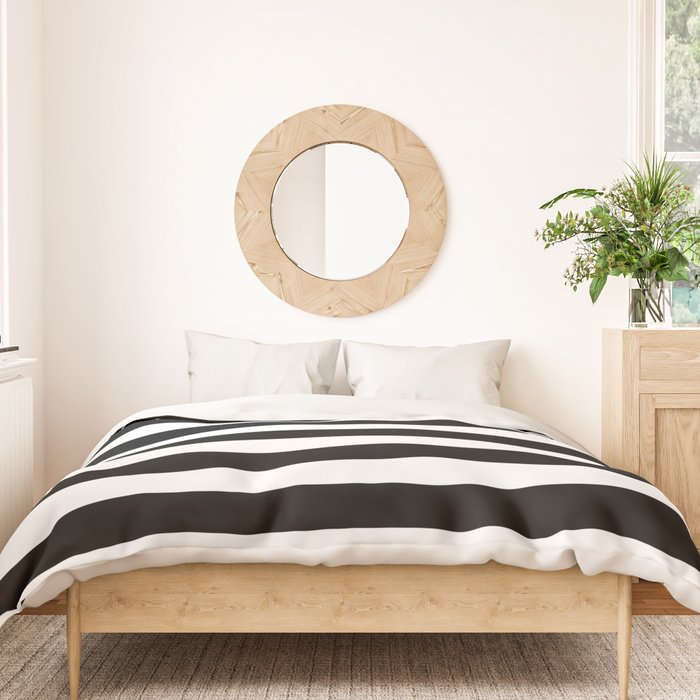 Midnight Black and White Stripes Duvet Cover Gallery Image 3