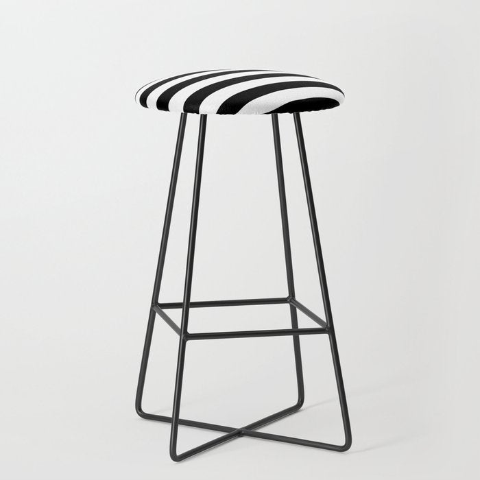 Midnight Black and White Stripes Stool Gallery Image 1