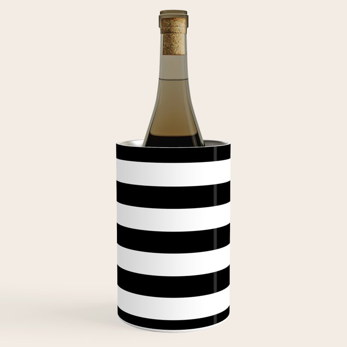 Midnight Black and White Stripes Wine Chiller Gallery Image 3
