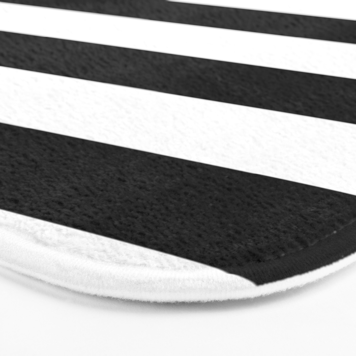 Midnight Black and White Stripes Bath Mat Gallery Image 3