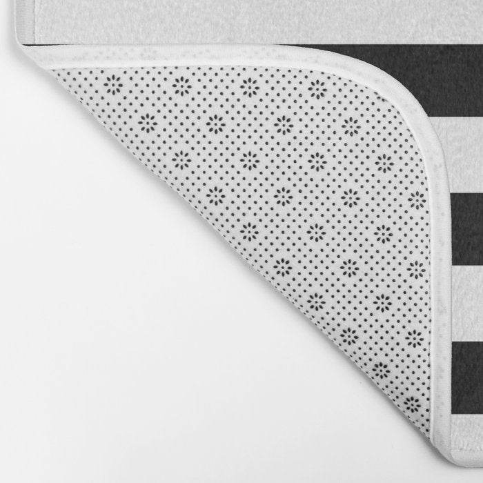 Midnight Black and White Stripes Bath Mat Gallery Image 2