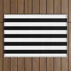 Midnight Black and White Stripes Outdoor Rug Gallery Image 1