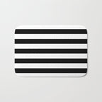 Midnight Black and White Stripes Bath Mat Gallery Image 1