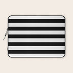 Midnight Black and White Stripes Laptop Sleeve Gallery Image 1