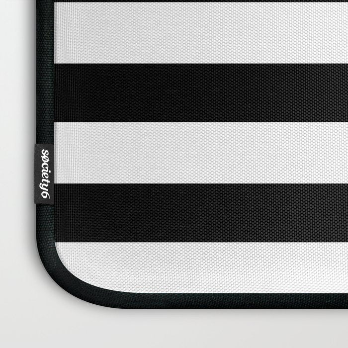 Midnight Black and White Stripes Laptop Sleeve Gallery Image 3