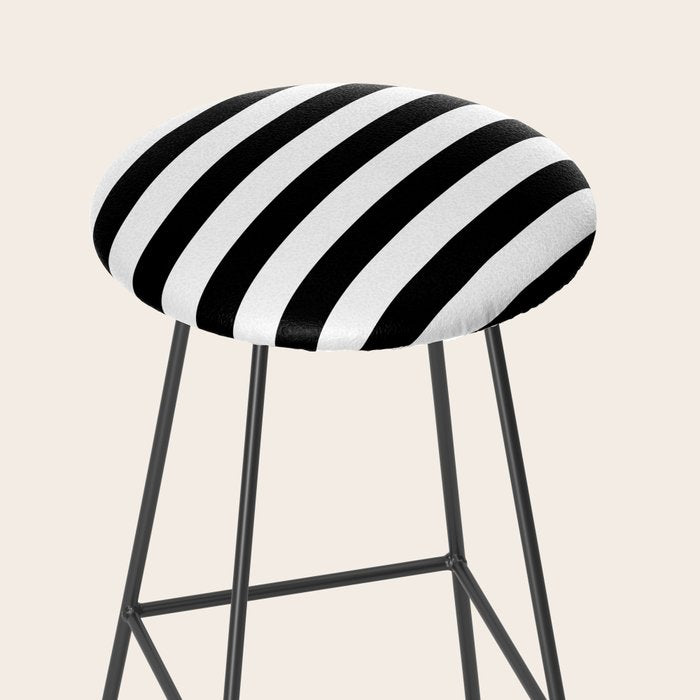Midnight Black and White Stripes Stool Gallery Image 2