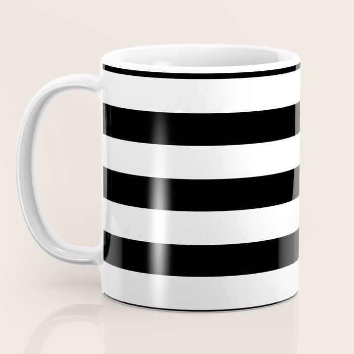 Midnight Black and White Stripes Coffee Mug Gallery Image 3