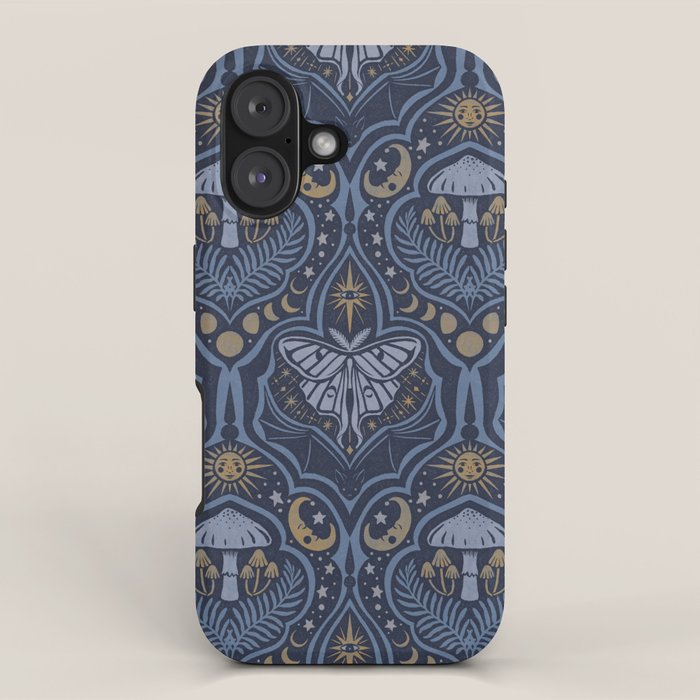 Celestial Forest Damask - celestial blue iPhone Case Gallery Image 1