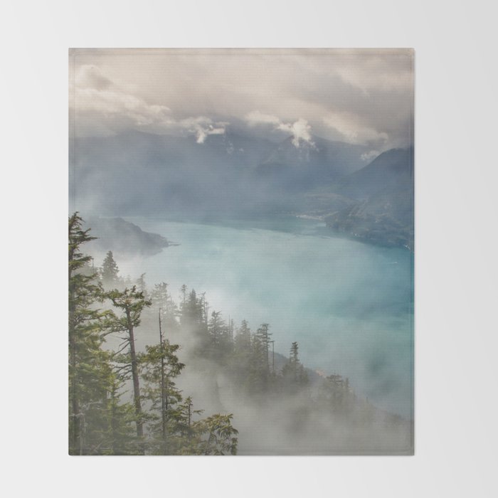 Morning sunshine over the clear mountain blue lake Throw Blanket Gallery Image 2