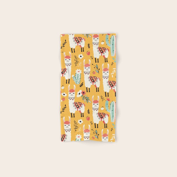 White Llama with flowers Bath Towel Gallery Image 1