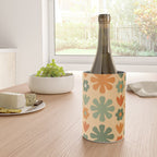 Scandi Floral Grid Retro Flower Pattern in Orange Apricot and Mossy Sage Olive Green Wine Chiller Gallery Image 4