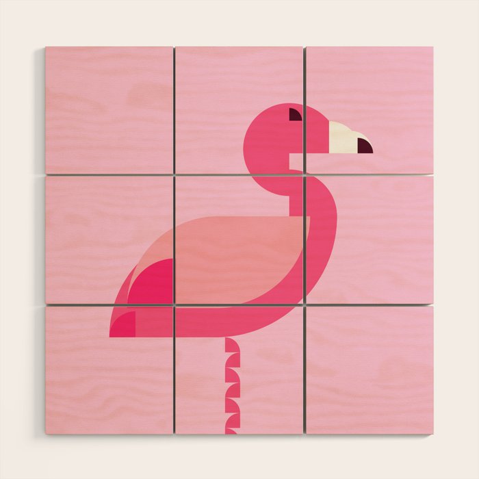 Geometric flamingo Wood Wall Art Gallery Image 1