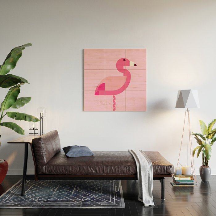 Geometric flamingo Wood Wall Art Gallery Image 2