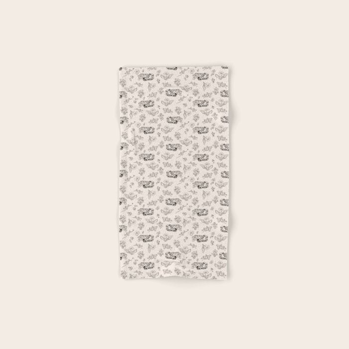Tiger and Flower Line Art Bath Towel Gallery Image 1