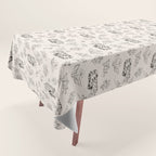 Tiger and Flower Line Art Tablecloth Gallery Image 1