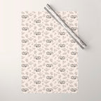 Tiger and Flower Line Art Wrapping Paper Gallery Image 1