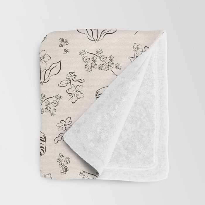 Tiger and Flower Line Art Throw Blanket Gallery Image 3