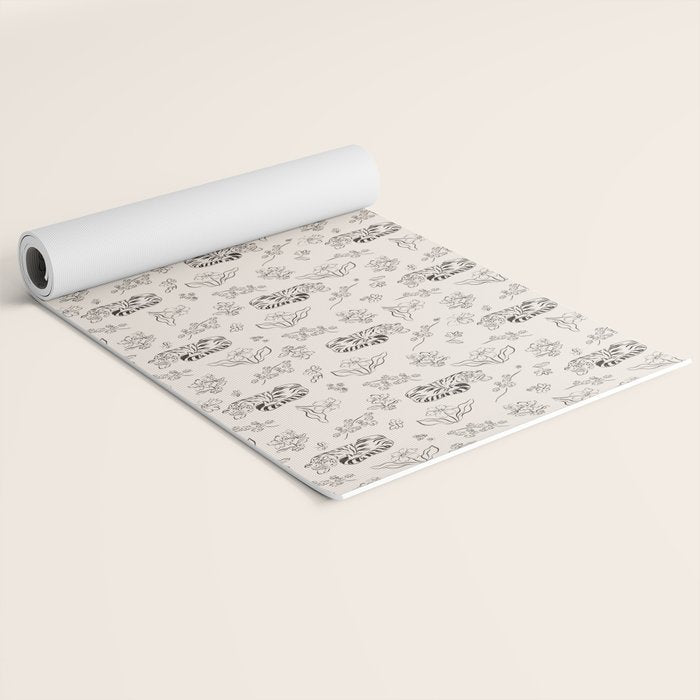 Tiger and Flower Line Art Yoga Mat Gallery Image 2