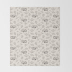 Tiger and Flower Line Art Throw Blanket Gallery Image 2