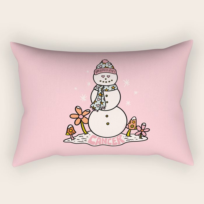 Cancer Zodiac Snowman Rectangular Pillow Gallery Image 1